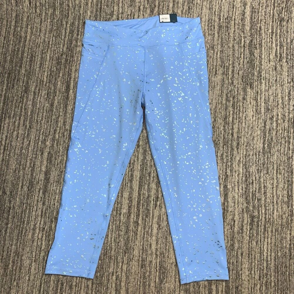 Tek Gear Girls Plus Size 16 Mid Rise Leggings‎  Blue Splatter Pocket Wicking NWT